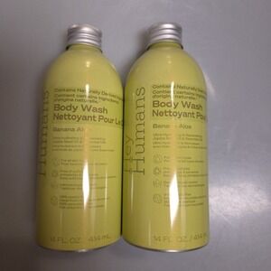 HEY HUMANS BANANA ALOE BODY WASH VEGAN JOJOBA OIL HYDRATING 14oz Lot Of 2